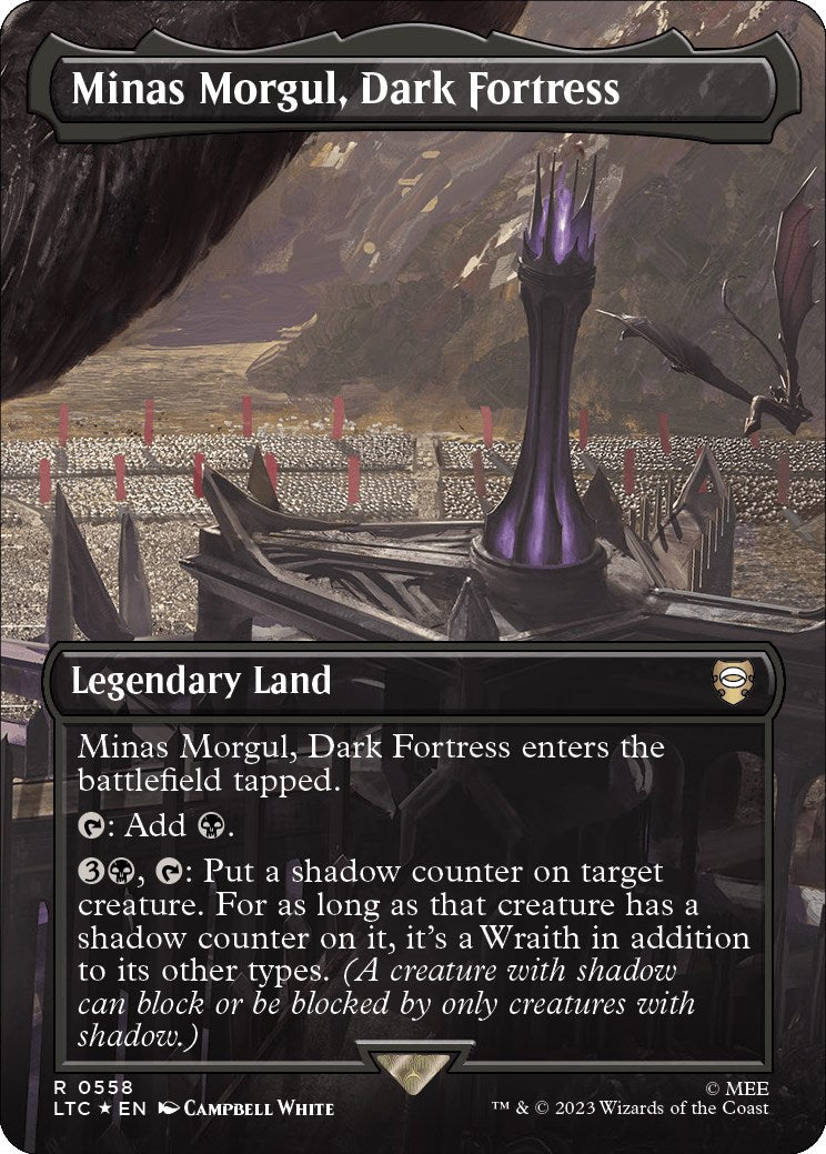 Minas Morgul, Dark Fortress (Borderless) (Surge Foil) [The Lord of the Rings: Tales of Middle-Earth Commander] | Card Merchant Takapuna