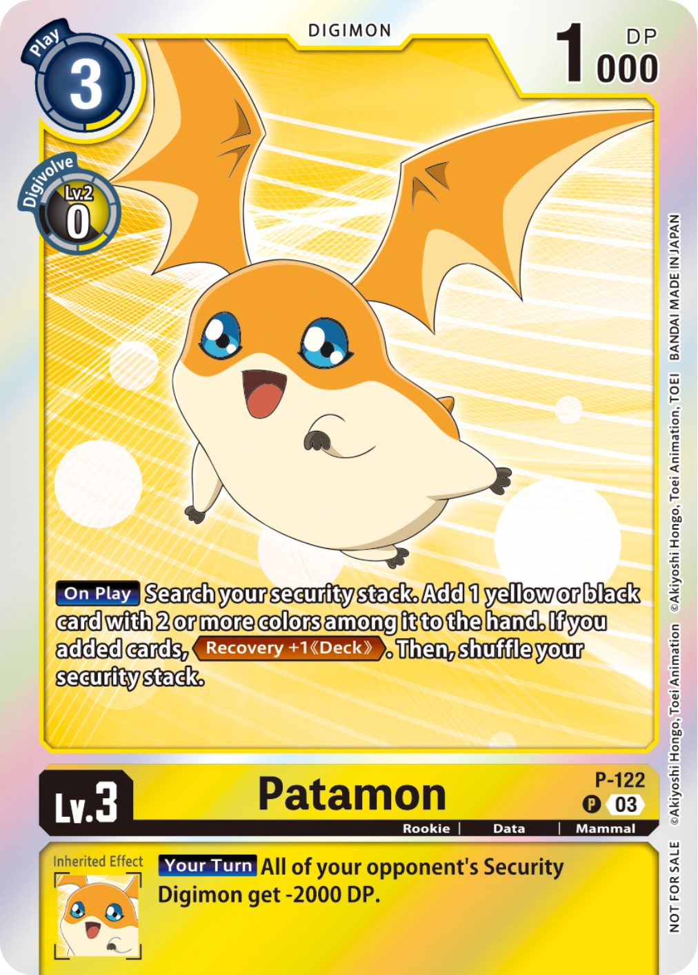 Patamon [P-122] (Tamer Party Pack -The Beginning- Ver. 2.0) [Promotional Cards] | Card Merchant Takapuna