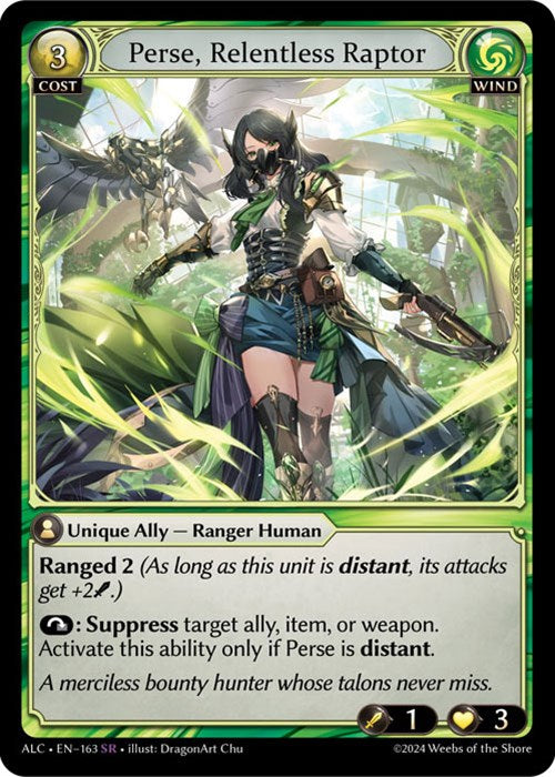 Perse, Relentless Raptor (163) [Alchemical Revolution] | Card Merchant Takapuna