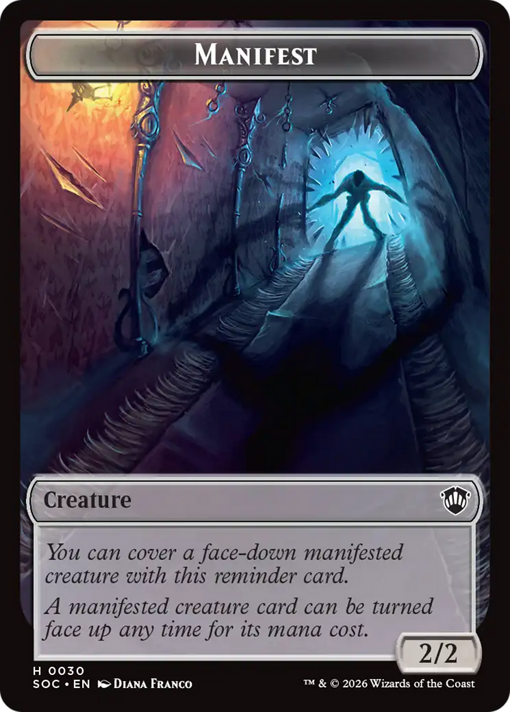 Elemental (0020) // Manifest Double-Sided Token [Secrets of Strixhaven Commander Tokens] | Card Merchant Takapuna