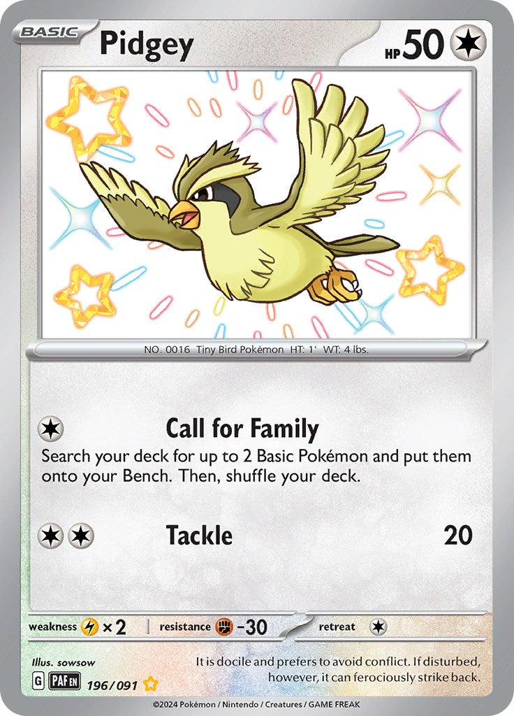 Pidgey (196/091) [Scarlet & Violet: Paldean Fates] | Card Merchant Takapuna