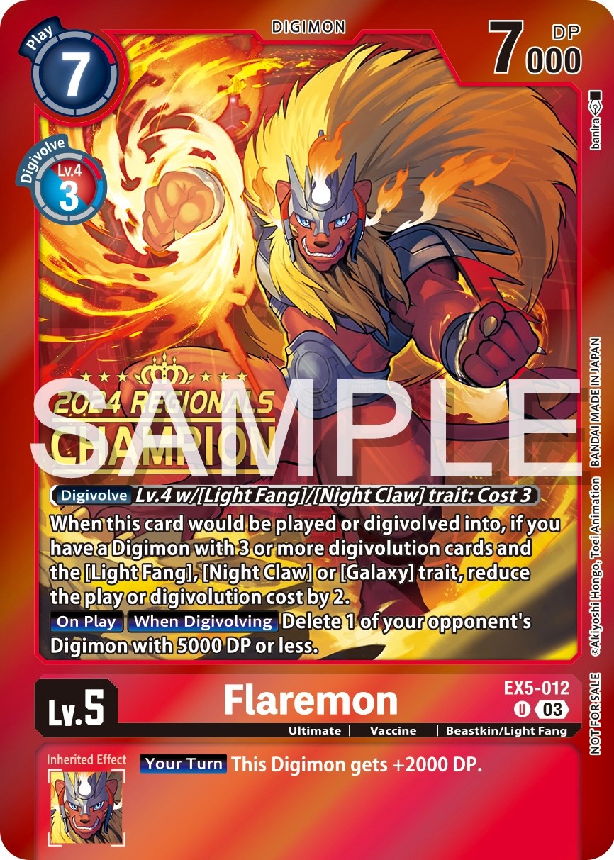 Flaremon [EX5-012] (2024 Regionals Champion) [Animal Colosseum Promos] | Card Merchant Takapuna