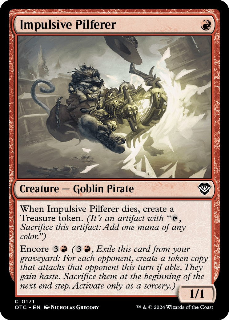 Impulsive Pilferer [Outlaws of Thunder Junction Commander] | Card Merchant Takapuna
