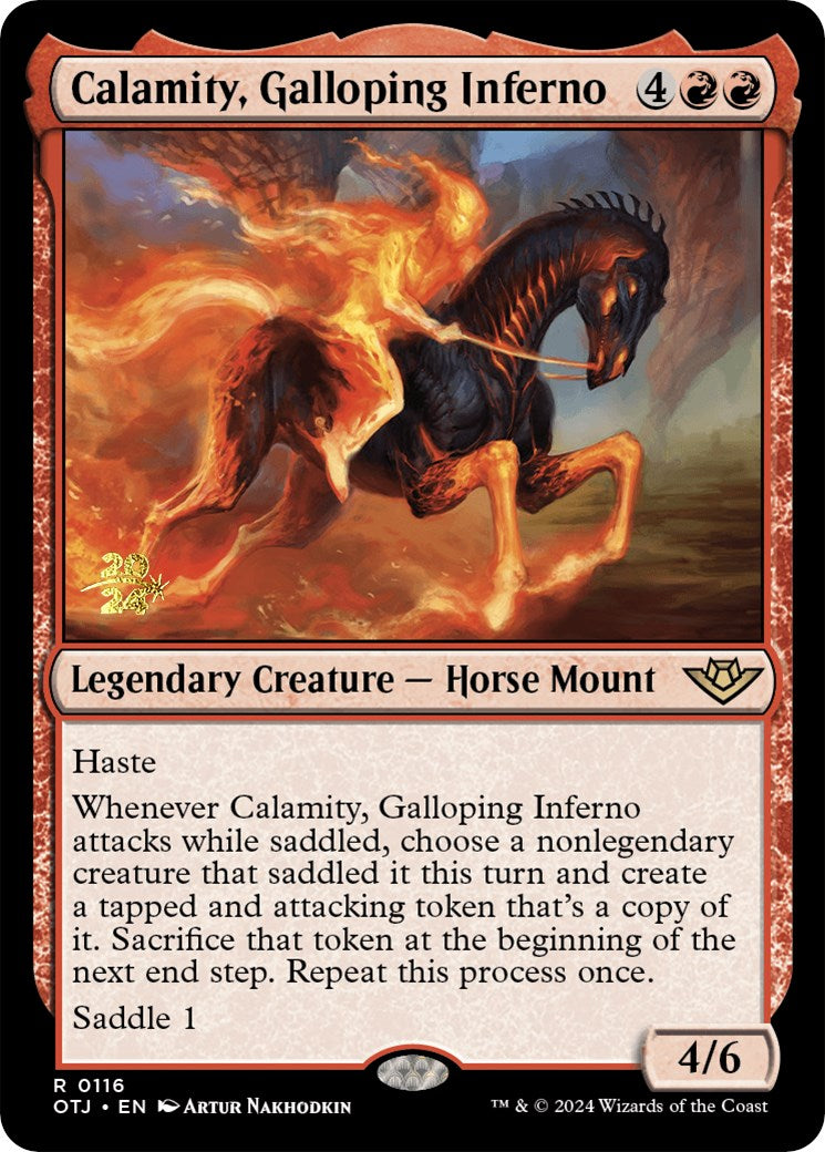 Calamity, Galloping Inferno [Outlaws of Thunder Junction Prerelease Promos] | Card Merchant Takapuna