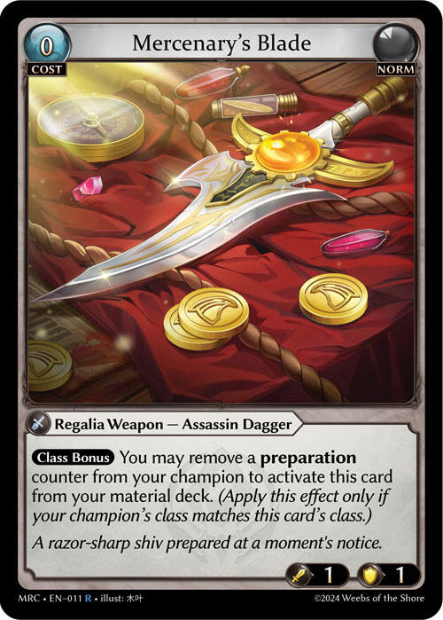 Mercenary's Blade (011) [Mercurial Heart] | Card Merchant Takapuna