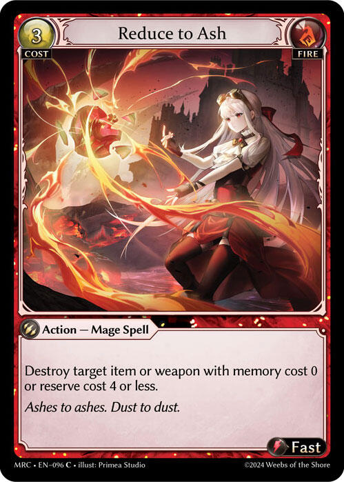Reduce to Ash (096) [Mercurial Heart] | Card Merchant Takapuna