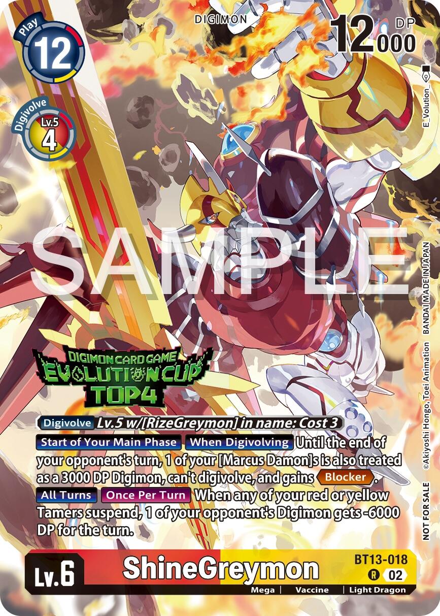 ShineGreymon [BT13-018] (2024 Evolution Cup Top 4) [Versus Royal Knights Booster Promos] | Card Merchant Takapuna