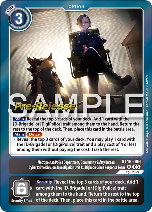 Metropolitan Police Department, Community Safety Bureau, Cyber Crime Division, Investigation Unit 11... [BT16-096] [Beginning Observer Pre-Release Promos] | Card Merchant Takapuna