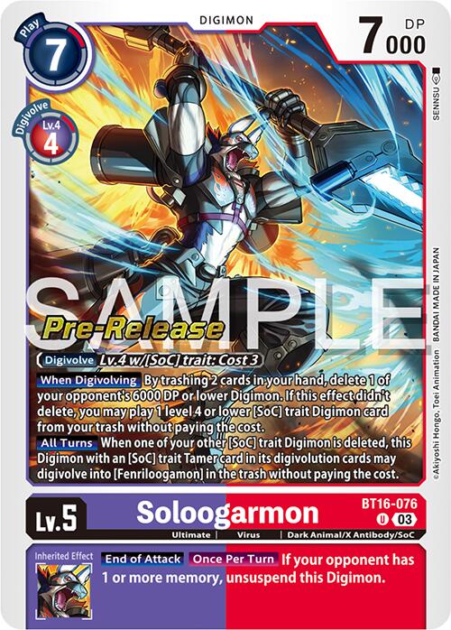 Soloogarmon [BT16-076] [Beginning Observer Pre-Release Promos] | Card Merchant Takapuna