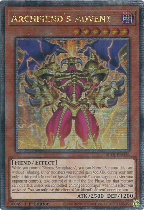 Archfiend's Advent (Quarter Century Secret Rare) [BLTR-EN046] Quarter Century Secret Rare | Card Merchant Takapuna