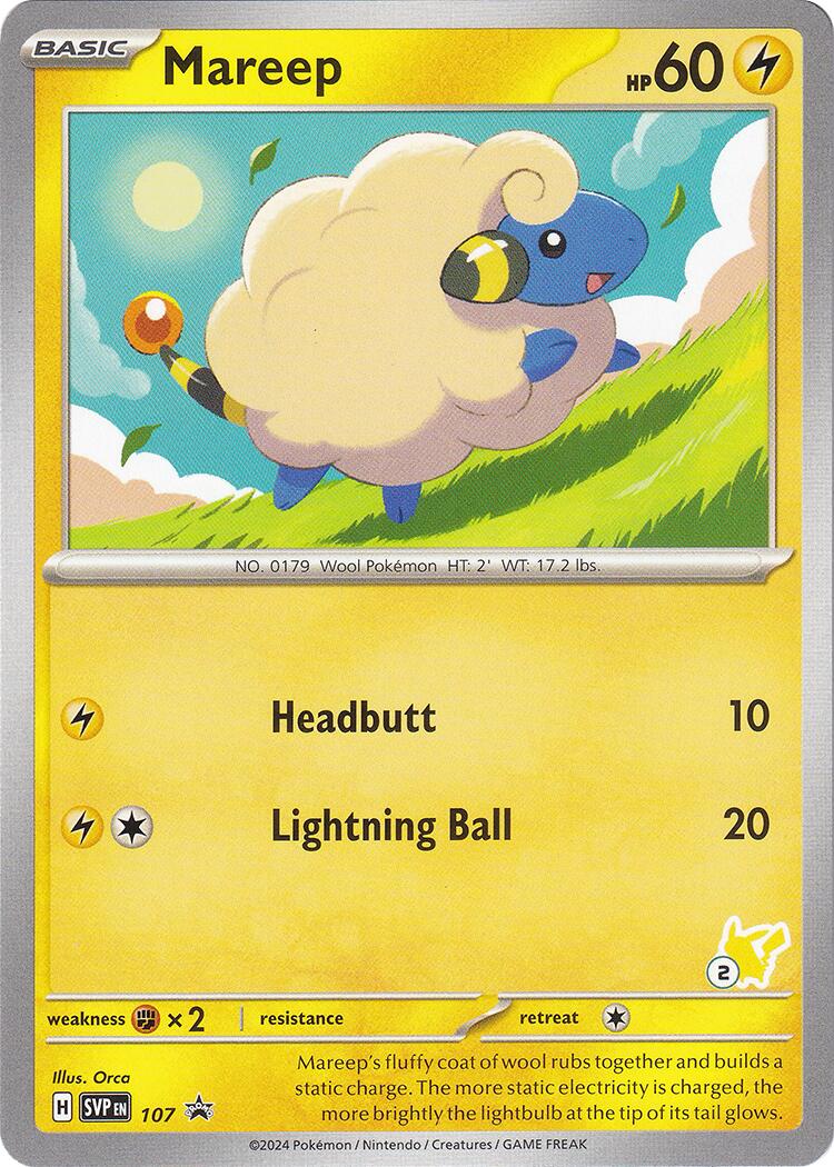 Mareep (107) (Pikachu Stamp #2) [Battle Academy 2024] | Card Merchant Takapuna