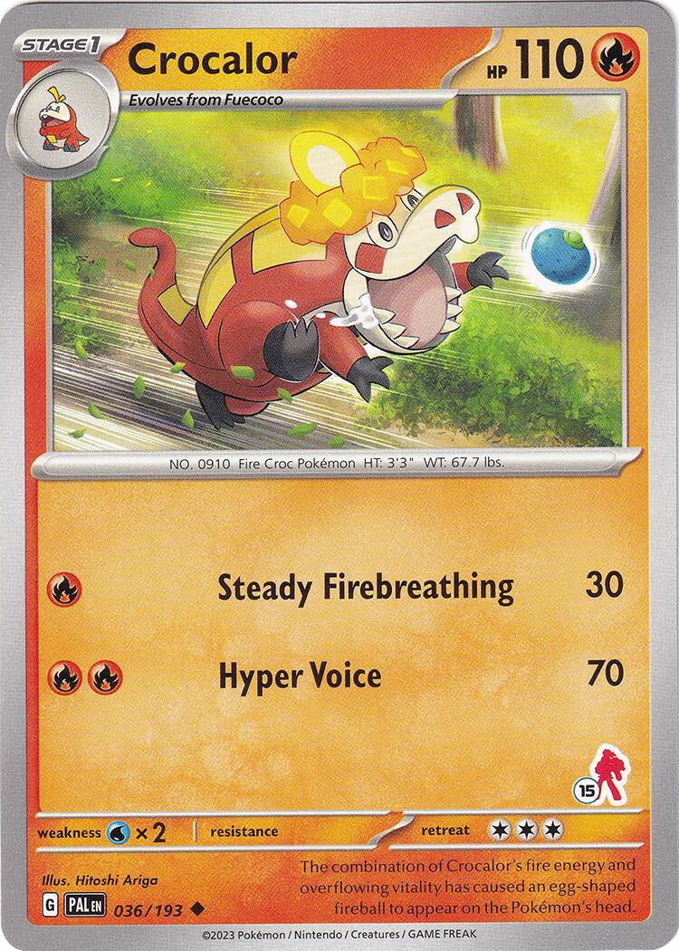 Crocalor (036/193) (Armarouge Stamp #15) [Battle Academy 2024] | Card Merchant Takapuna