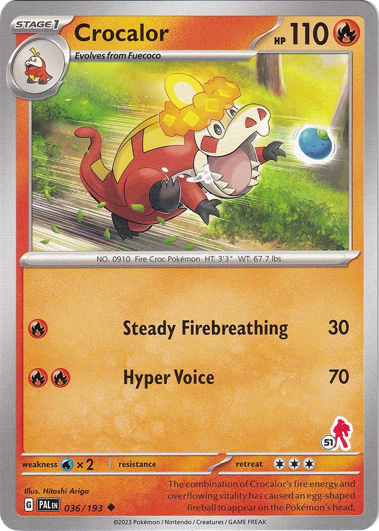 Crocalor (036/193) (Armarouge Stamp #51) [Battle Academy 2024] | Card Merchant Takapuna