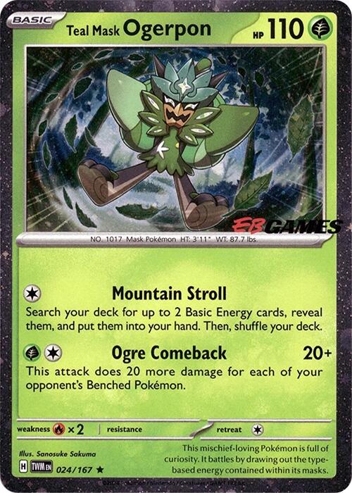 Teal Mask Ogerpon (024/167) (Cosmos Holo) (EB Games Exclusive) [Scarlet & Violet: Twilight Masquerade] | Card Merchant Takapuna