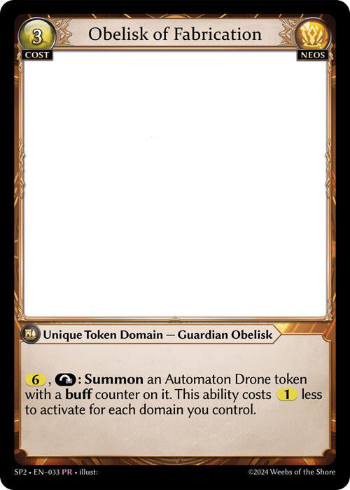 Obelisk of Fabrication (033) [Supporter Pack 2] | Card Merchant Takapuna