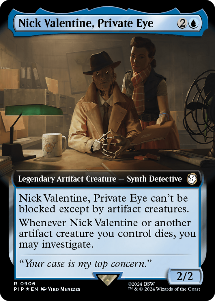 Nick Valentine, Private Eye (Extended Art) (Surge Foil) [Fallout] | Card Merchant Takapuna