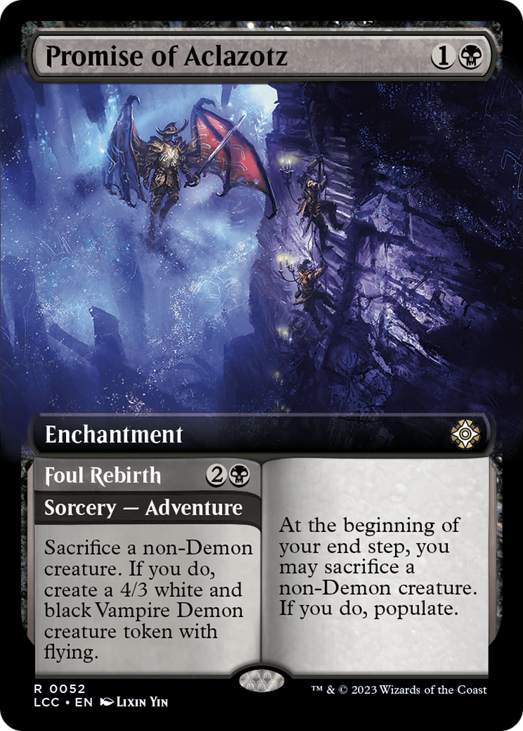 Promise of Aclazotz // Foul Rebirth (Extended Art) [The Lost Caverns of Ixalan Commander] | Card Merchant Takapuna