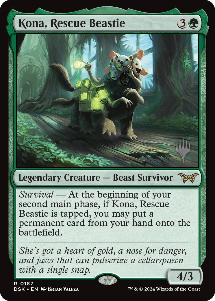Kona, Rescue Beastie (0187) (Promo Pack) [Duskmourn: House of Horror Promos] | Card Merchant Takapuna