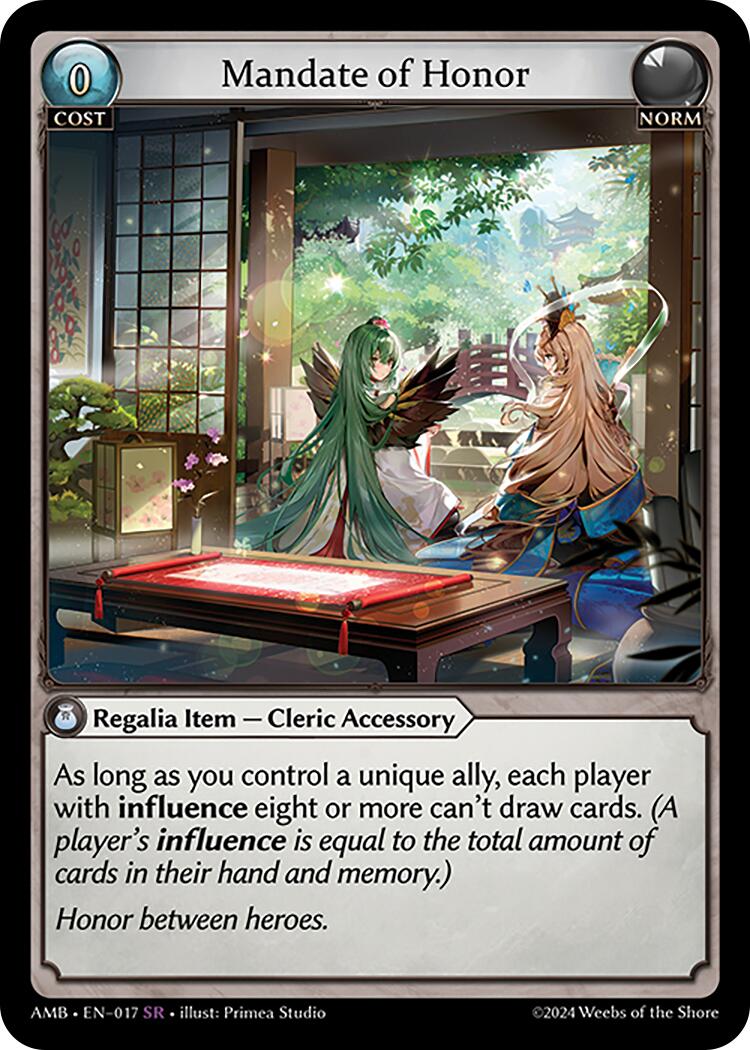 Mandate of Honor (017) [Mortal Ambition] | Card Merchant Takapuna