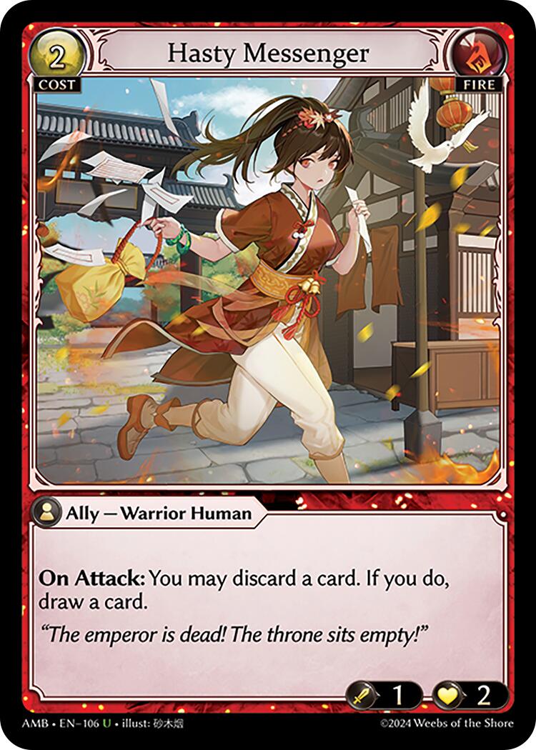 Hasty Messenger (106) [Mortal Ambition] | Card Merchant Takapuna