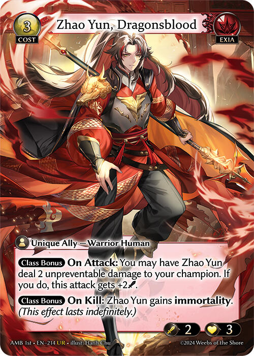 Zhao Yun, Dragonsblood (214) [Mortal Ambition] | Card Merchant Takapuna
