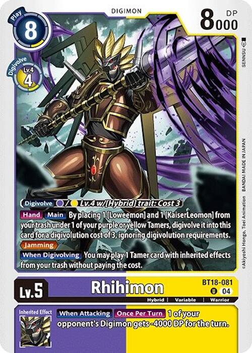 Rhihimon [BT18-081] [Release Special Booster Ver.2.0] | Card Merchant Takapuna