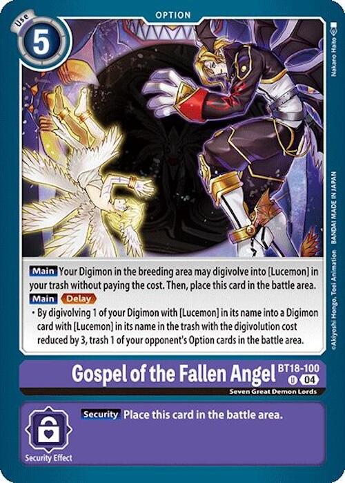 Gospel of the Fallen Angel [BT18-100] [Release Special Booster Ver.2.0] | Card Merchant Takapuna