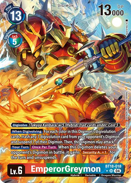 EmperorGreymon [BT18-018] (Alternate Art) [Release Special Booster Ver.2.0] | Card Merchant Takapuna