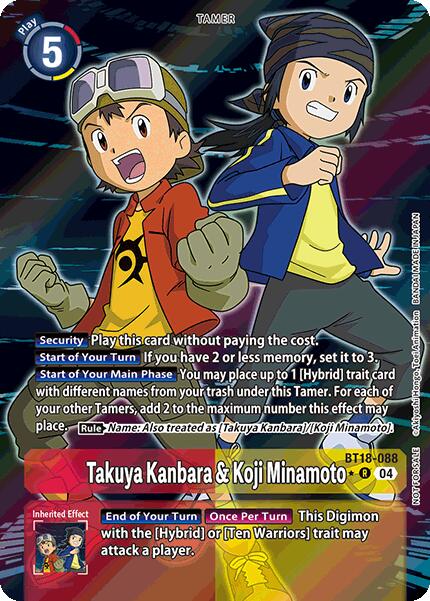 Takuya Kanbara & Koji Minamoto [BT18-088] (Release Special Booster Ver.2.0: Box Promotion Pack) [Release Special Booster Ver.2.0] | Card Merchant Takapuna