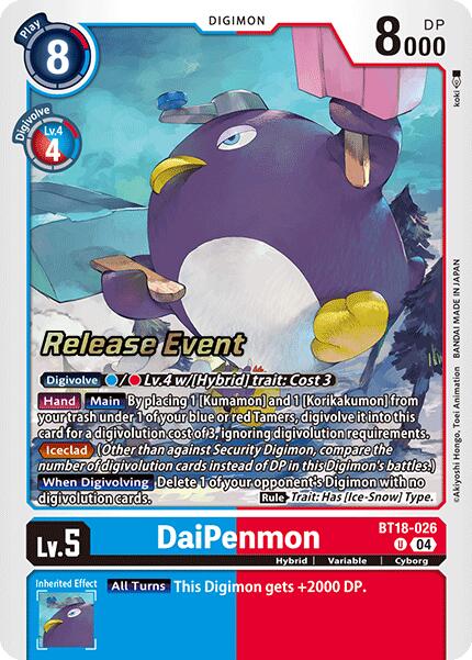 DaiPenmon [BT18-026] [Release Special Booster Ver.2.0 Promos] | Card Merchant Takapuna