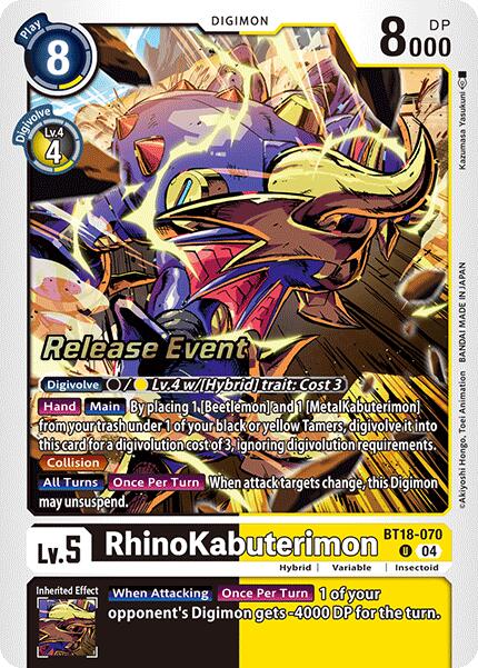 RhinoKabuterimon [BT18-070] [Release Special Booster Ver.2.0 Promos] | Card Merchant Takapuna