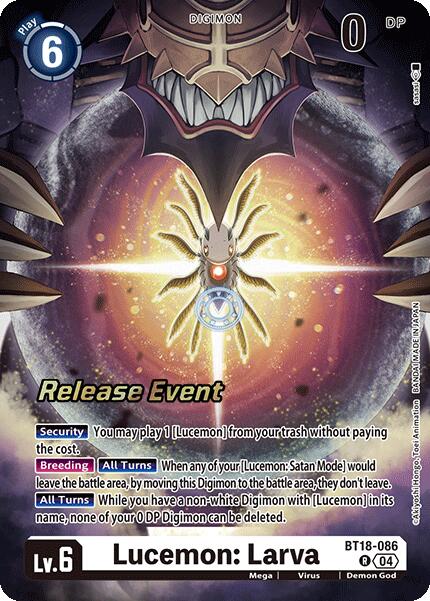 Lucemon: Larva [BT18-086] [Release Special Booster Ver.2.0 Promos] | Card Merchant Takapuna