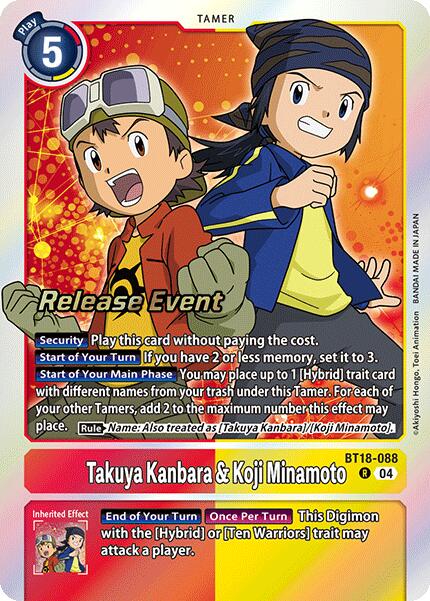 Takuya Kanbara & Koji Minamoto [BT18-088] [Release Special Booster Ver.2.0 Promos] | Card Merchant Takapuna