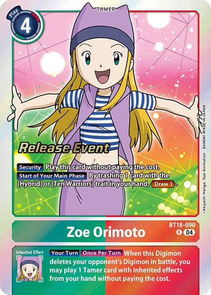 Zoe Orimoto [BT18-090] [Release Special Booster Ver.2.0 Promos] | Card Merchant Takapuna