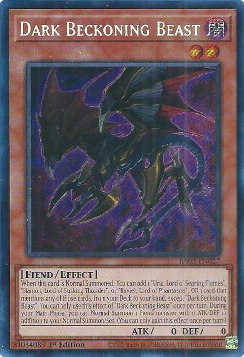 Dark Beckoning Beast (Secret Rare) [RA03-EN027] Secret Rare | Card Merchant Takapuna