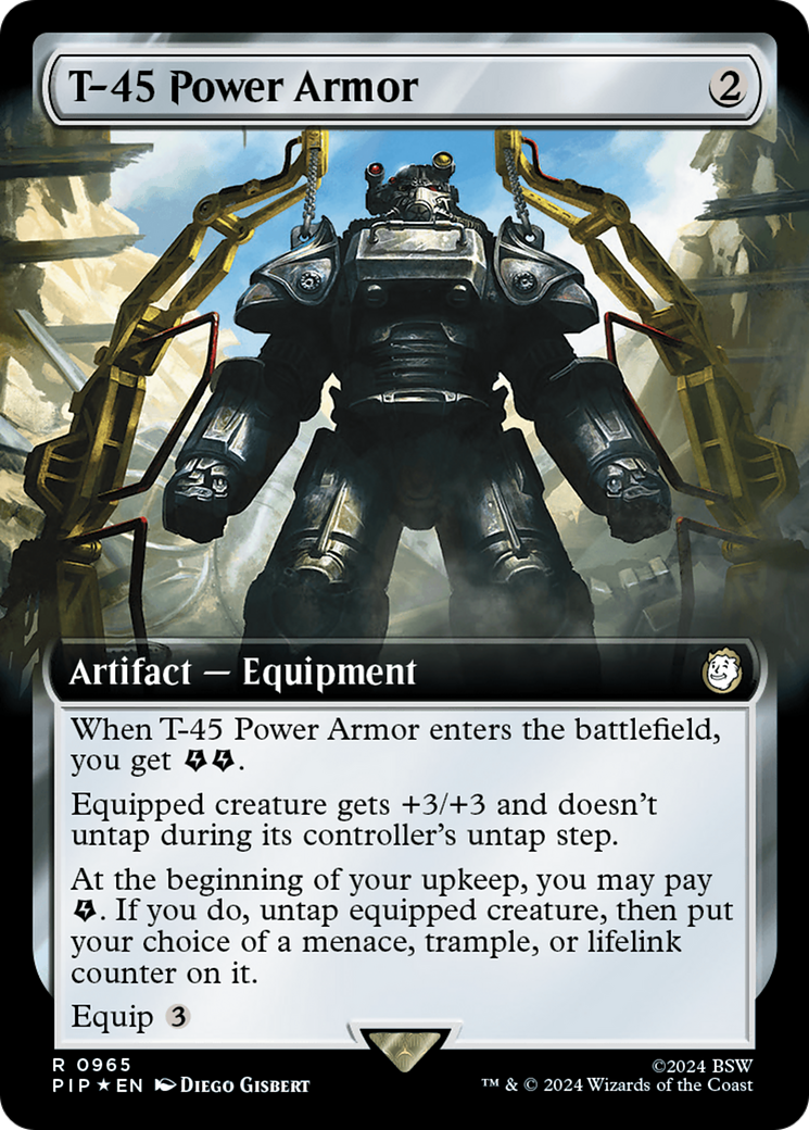 T-45 Power Armor (Extended Art) (Surge Foil) [Fallout] | Card Merchant Takapuna