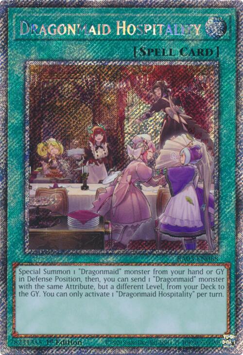 Dragonmaid Hospitality (Platinum Secret Rare) [RA03-EN068] Platinum Secret Rare | Card Merchant Takapuna