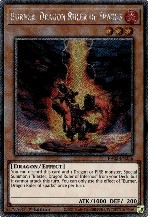 Burner, Dragon Ruler of Sparks (Platinum Secret Rare) [RA03-EN256] Platinum Secret Rare | Card Merchant Takapuna