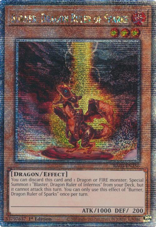 Burner, Dragon Ruler of Sparks (Quarter Century Secret Rare) [RA03-EN256] Quarter Century Secret Rare | Card Merchant Takapuna