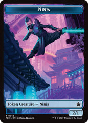 Emblem - Kaito, Cunning Infiltrator // Ninja Doubled-Sided Token [Foundations Tokens] | Card Merchant Takapuna