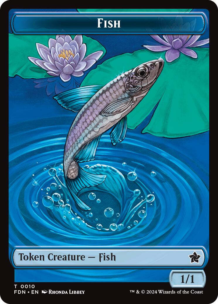 Faerie // Fish Doubled-Sided Token [Foundations Tokens] | Card Merchant Takapuna