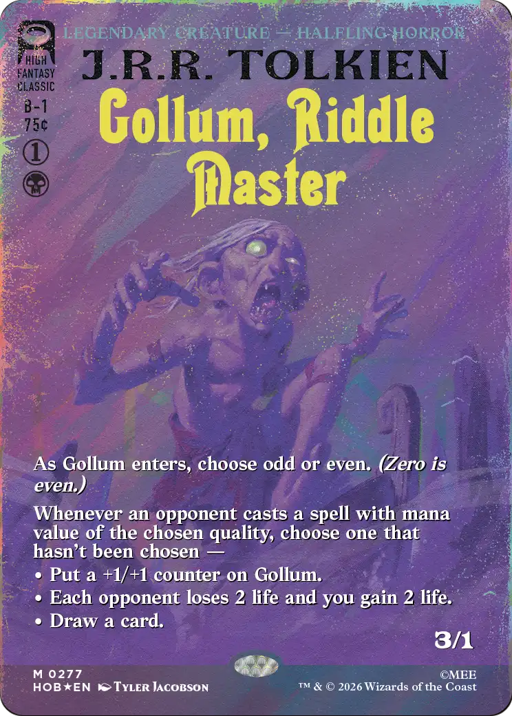 Gollum, Riddle Master (Borderless) (Surge Foil) [The Hobbit] | Card Merchant Takapuna