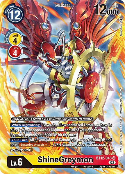 ShineGreymon [BT12-043] (Alternate Art) [Across Time] | Card Merchant Takapuna