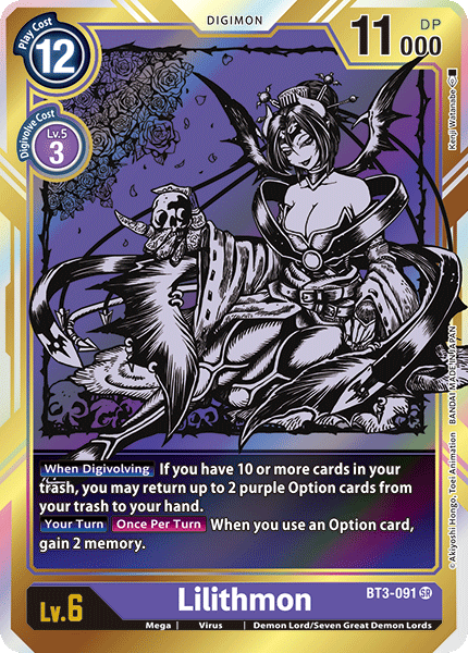 Lilithmon [BT3-091] (Alternate Art) [Release Special Booster Ver.1.0] | Card Merchant Takapuna