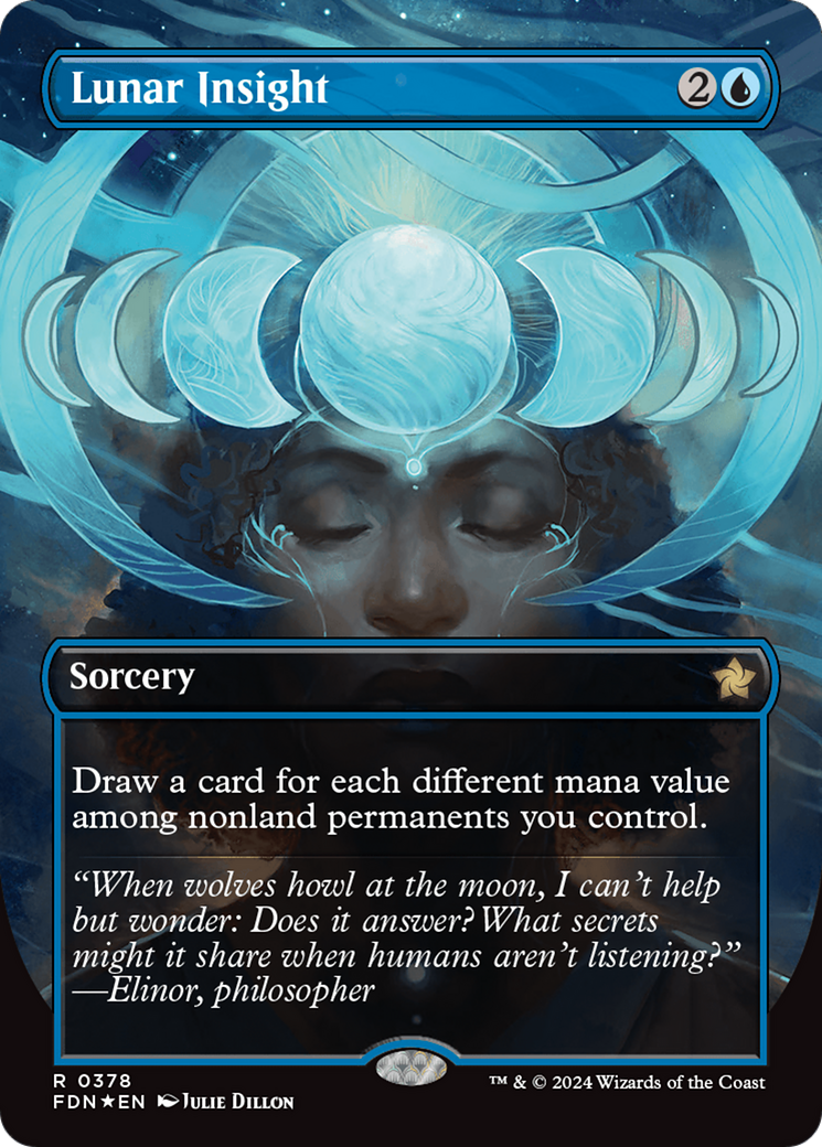 Lunar Insight (Borderless) (Mana Foil) [Foundations] | Card Merchant Takapuna