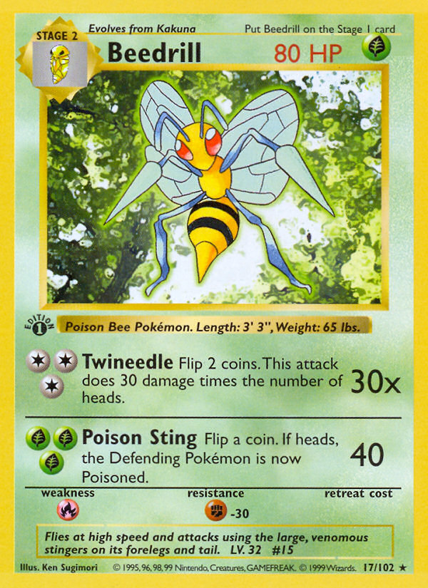 Beedrill (17/102) (Shadowless) [Base Set 1st Edition] | Card Merchant Takapuna