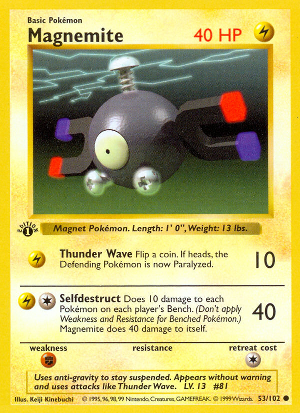 Magnemite (53/102) (Shadowless) [Base Set 1st Edition] | Card Merchant Takapuna