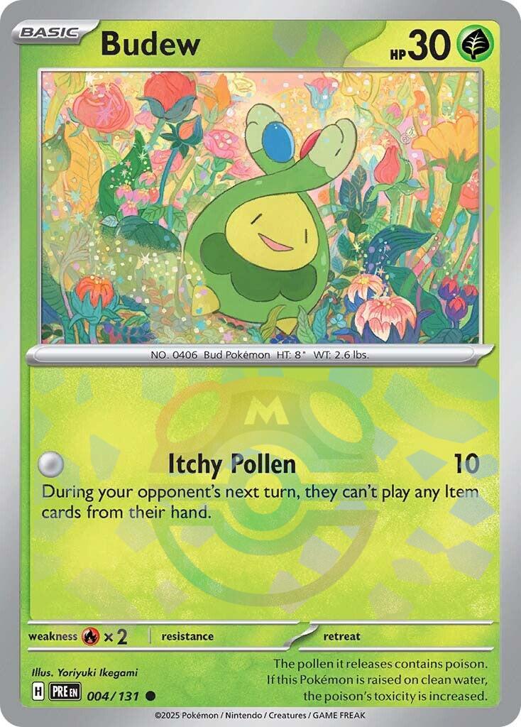 Budew (004/131) (Master Ball Pattern) [Scarlet & Violet: Prismatic Evolutions] | Card Merchant Takapuna