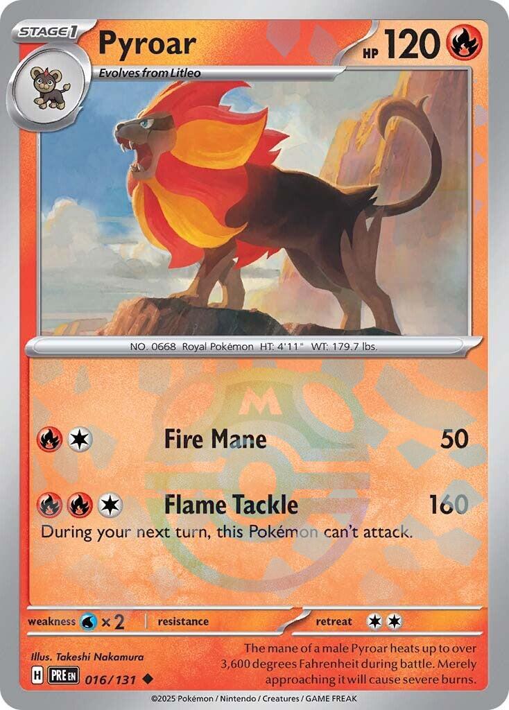Pyroar (016/131) (Master Ball Pattern) [Scarlet & Violet: Prismatic Evolutions] | Card Merchant Takapuna