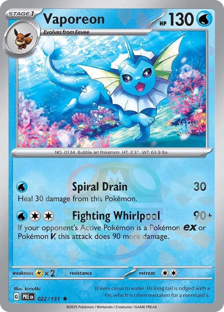 Vaporeon (022/131) (Master Ball Pattern) [Scarlet & Violet: Prismatic Evolutions] | Card Merchant Takapuna